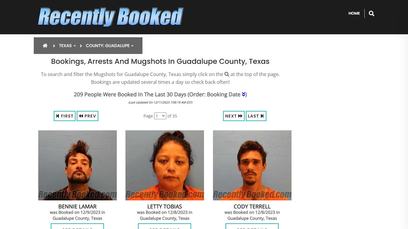 Bookings, Arrests and Mugshots in Guadalupe County, Texas
